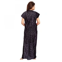 Shopnav Women's Cotton Printed Maxi Nighty (Grey) - XL