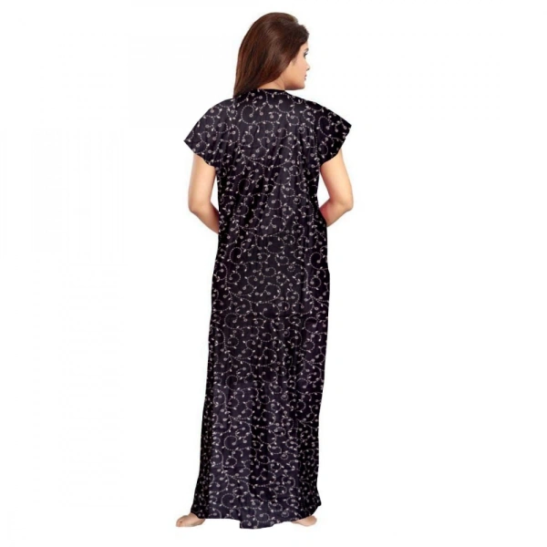 Shopnav Women's Cotton Printed Maxi Nighty (Grey) - XL