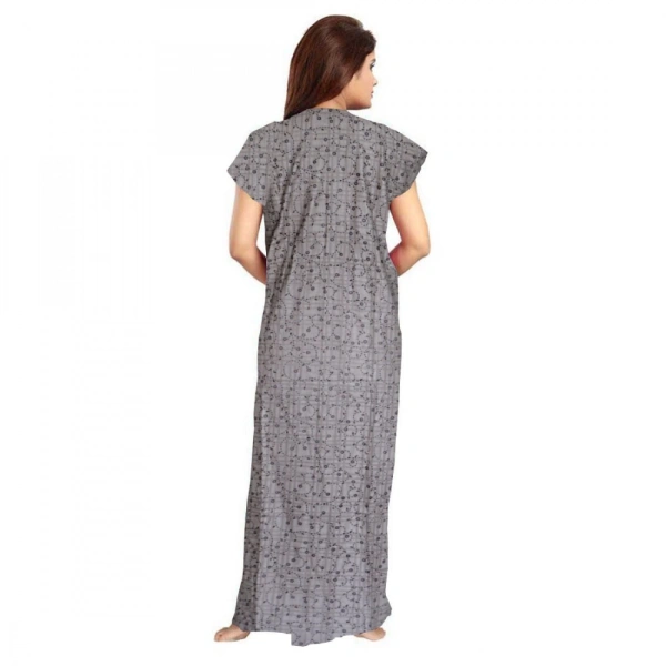 Shopnav Women's Cotton Printed Maxi Nighty (Grey) - L