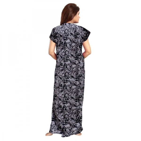 Shopnav Women's Cotton Printed Maxi Nighty (Grey) - L