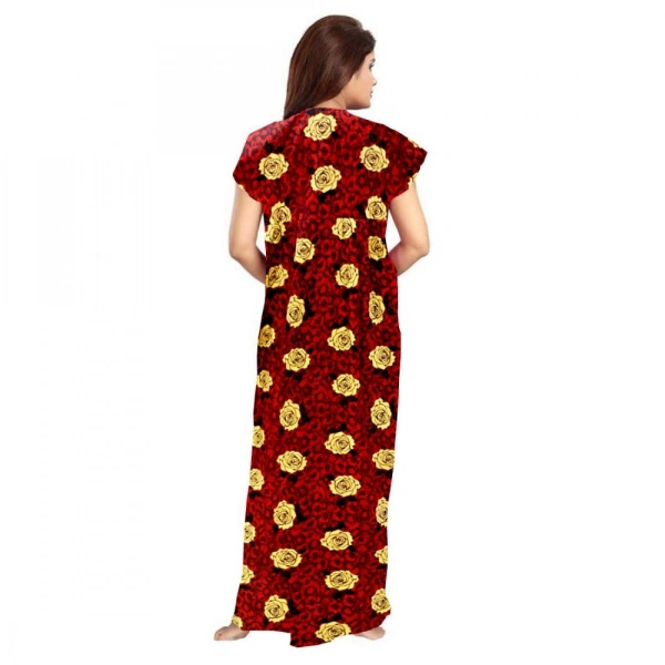 Shopnav Women's Cotton Printed Maxi Nighty (Maroon) - 2XL