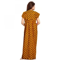 Shopnav Women's Cotton Printed Maxi Nighty (Mustard) - 2XL