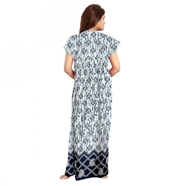 Women's Cotton Printed Maxi Nighty (Navy Blue) - 2XL