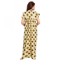 Shopnav Women's Cotton Printed Maxi Nighty (Off White) - XL