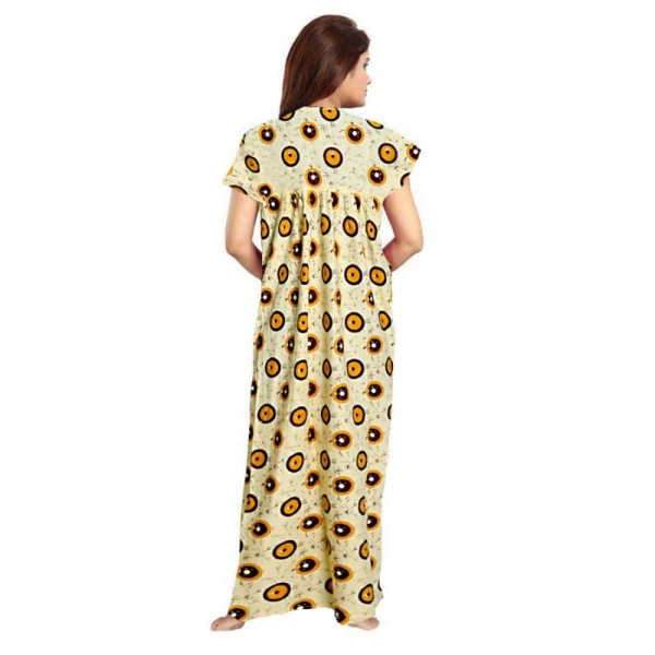 Shopnav Women's Cotton Printed Maxi Nighty (Off White) - XL