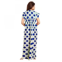 Shopnav Women's Cotton Printed Maxi Nighty (Off White) - L