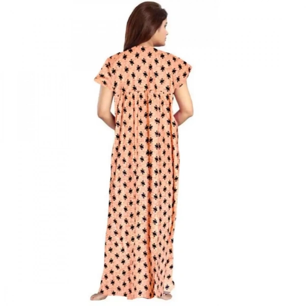 Shopnav Women's Cotton Printed Maxi Nighty (Peach) - 2XL