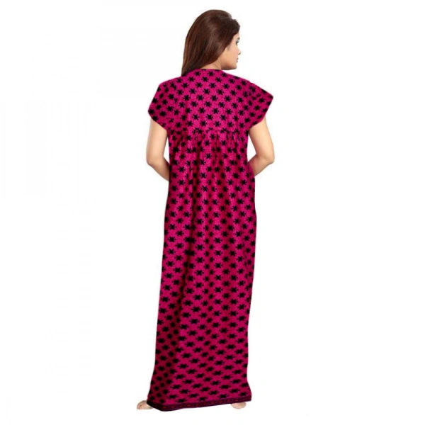 Shopnav Women's Cotton Printed Maxi Nighty (Pink) - XL