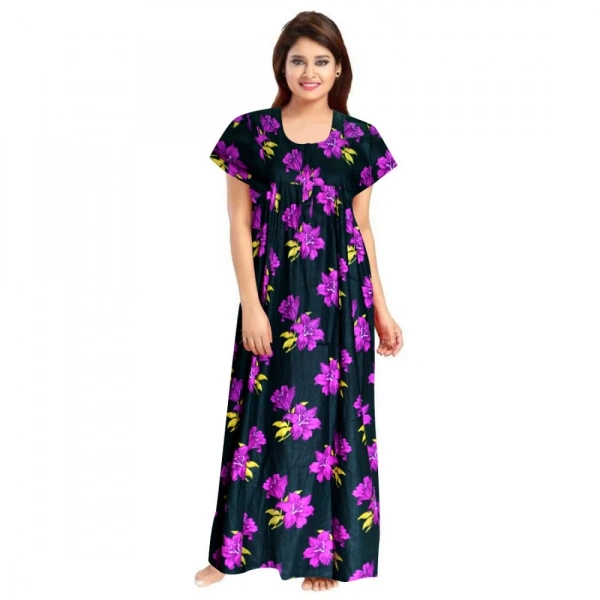 Shopnav Women's Cotton Printed Maxi Nighty (Pink) - 2XL