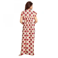 Shopnav Women's Cotton Printed Maxi Nighty (Red) - 2XL
