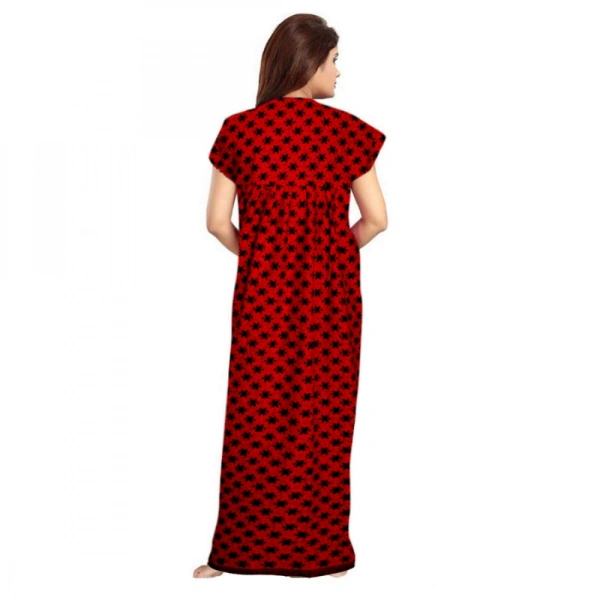 Shopnav Women's Cotton Printed Maxi Nighty (Red) - L