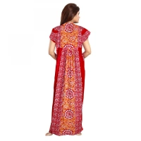 Shopnav Women's Cotton Printed Maxi Nighty (Red) - 2XL