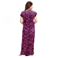 Shopnav Women's Cotton Printed Maxi Nighty (Wine) - 2XL