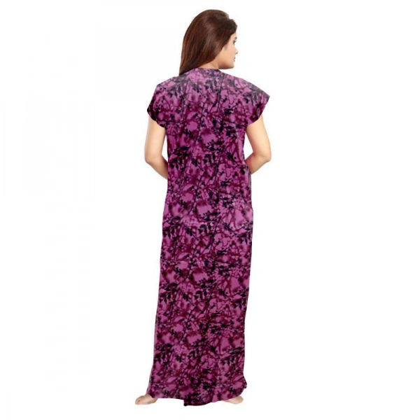 Shopnav Women's Cotton Printed Maxi Nighty (Wine) - 2XL