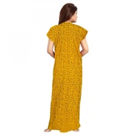 Shopnav Women's Cotton Printed Maxi Nighty (Yellow) - 2XL