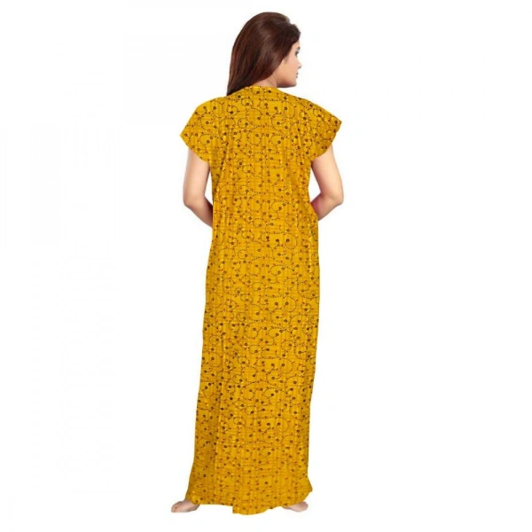 Shopnav Women's Cotton Printed Maxi Nighty (Yellow) - 2XL
