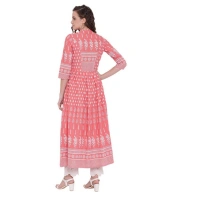 Shopnav Women's Cotton Printed Regular Kurti (Peach, Cotton) - 3XL
