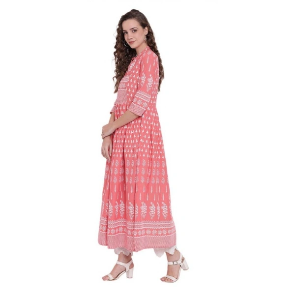 Shopnav Women's Cotton Printed Regular Kurti (Peach, Cotton) - 3XL