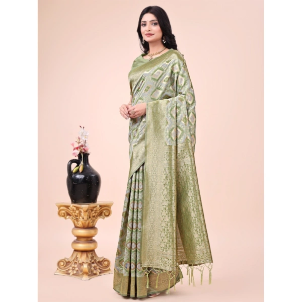 Generic Women's Cotton Printed Saree With Unstitched Blouse 5.5Mtr (Mhendi Green) - Mhendi Green