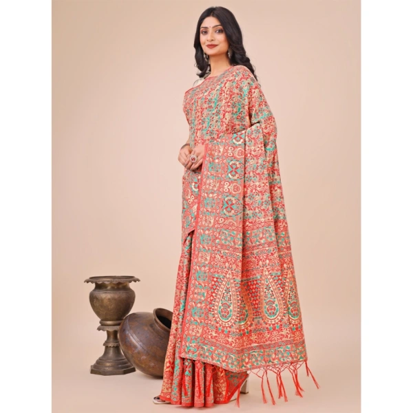 Generic Women's Cotton Printed Saree With Unstitched Blouse 5.5Mtr (Cream) - Cream