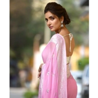 Generic Women's Cotton Printed Saree With Unstitched Blouse 5.5Mtr (Pink) - Pink