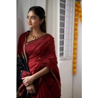 Generic Women's Cotton Printed Saree With Unstitched Blouse 5.5Mtr (Red) - Red