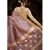 Generic Women's Cotton Printed Saree With Unstitched Blouse 5.5Mtr (Rose Gold) - Rose Gold