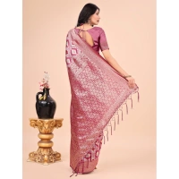 Generic Women's Cotton Printed Saree With Unstitched Blouse 5.5Mtr (Pink) - Pink