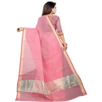 Women's Cotton Silk Checkered Saree With Unstitched Blouse 5.5Mtr (Pink) - Pink
