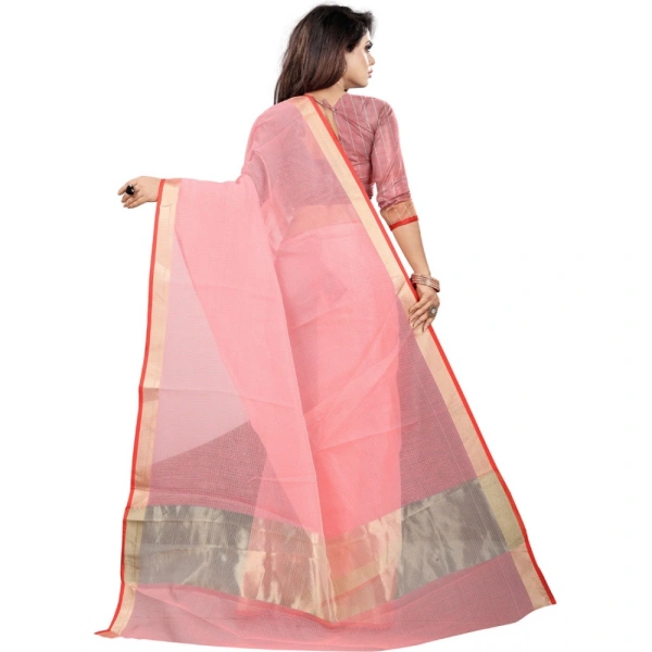 Women's Cotton Silk Checkered Saree With Unstitched Blouse 5.5Mtr (Multicolor) - Multicolor