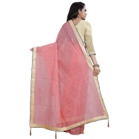 Women's Cotton Silk Checkered Saree With Unstitched Blouse 5.5Mtr (Pink) - Pink