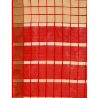 Women's Cotton Silk Checkered Saree With Unstitched Blouse 5.5Mtr (Brown) - Brown
