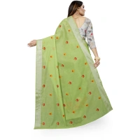Women's Cotton Silk Embroidered Saree With Unstitched Blouse 5.5Mtr (Light Green) - Light Green