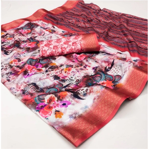 Generic Women's Cotton Silk Printed Saree With Unstitched Blouse 5.5Mtr (Multicolor) - Multicolor