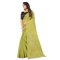Women's Cotton Silk Self Design Saree With Unstitched Blouse 5.5Mtr (Light Green) - Light Green