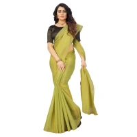 Women's Cotton Silk Self Design Saree With Unstitched Blouse 5.5Mtr (Light Green) - Light Green