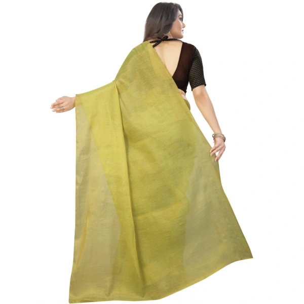 Women's Cotton Silk Self Design Saree With Unstitched Blouse 5.5Mtr (Light Green) - Light Green
