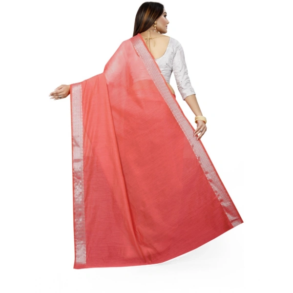 Women's Cotton Silk Self Design Saree With Unstitched Blouse 5.5Mtr (Orange) - Orange