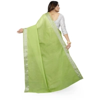 Women's Cotton Silk Self Design Saree With Unstitched Blouse 5.5Mtr (Green) - Green