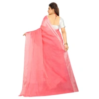 Women's Cotton Silk Self Design Saree With Unstitched Blouse 5.5Mtr (Pink) - Pink