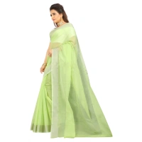 Women's Cotton Silk Self Design Saree With Unstitched Blouse 5.5Mtr (Light Green) - Light Green