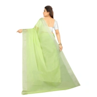 Women's Cotton Silk Self Design Saree With Unstitched Blouse 5.5Mtr (Light Green) - Light Green