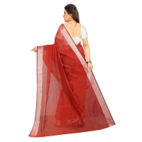 Women's Cotton Silk Self Design Saree With Unstitched Blouse 5.5Mtr (Red) - Red