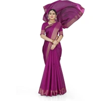Women's Cotton Silk Self Design Saree With Unstitched Blouse 5.5Mtr (Pink) - Pink