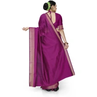 Women's Cotton Silk Self Design Saree With Unstitched Blouse 5.5Mtr (Pink) - Pink