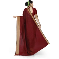 Women's Cotton Silk Self Design Saree With Unstitched Blouse 5.5Mtr (Maroon) - Maroon