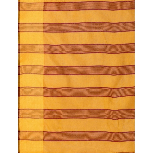 Women's Cotton Silk Striped Saree With Unstitched Blouse 5.5Mtr (Mustard) - Mustard
