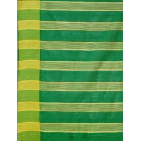 Women's Cotton Silk Striped Saree With Unstitched Blouse 5.5Mtr (Green) - Green