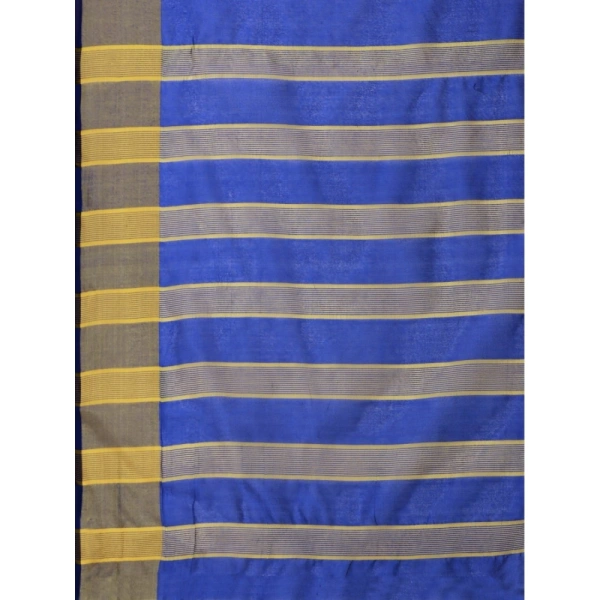 Women's Cotton Silk Striped Saree With Unstitched Blouse 5.5Mtr (Multicolor) - Multicolor