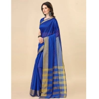 Women's Cotton Silk Striped Saree With Unstitched Blouse 5.5Mtr (Multicolor) - Multicolor